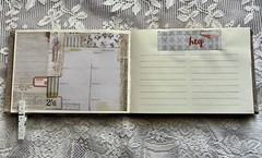 junk journal hand made canvas lace raffia bow 6 1/2 x 9 1/4 in. approx 80 pgs.