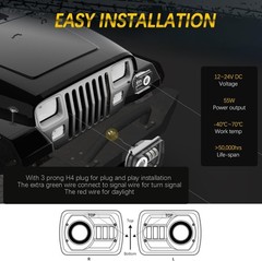 5×7 LED Headlight 7×6 H6054 Headlights with Blue Halo Amber Turn Signal