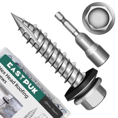 100Pcs x 1 Inch Hex Head Metal Roofing Screws, Hex Head Metal Roof Screws wit…