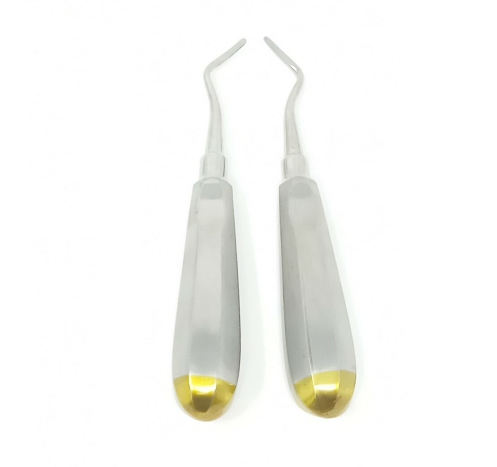 2 Potts Dental Tooth Surgery East West Elevator # 6+7 L&R Standard handle Gold