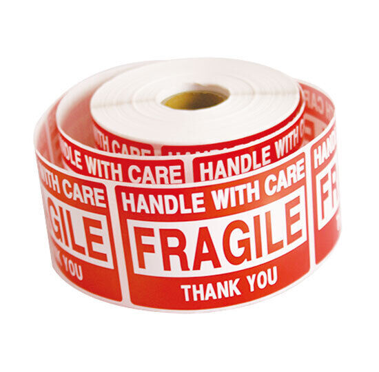 1 Roll 500 2 x 3 FRAGILE HANDLE WITH CARE Stickers Labels