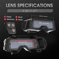 True Color Auto Darkening Welding Goggles/ Glasses with Shade Range 4/5-9/9-13