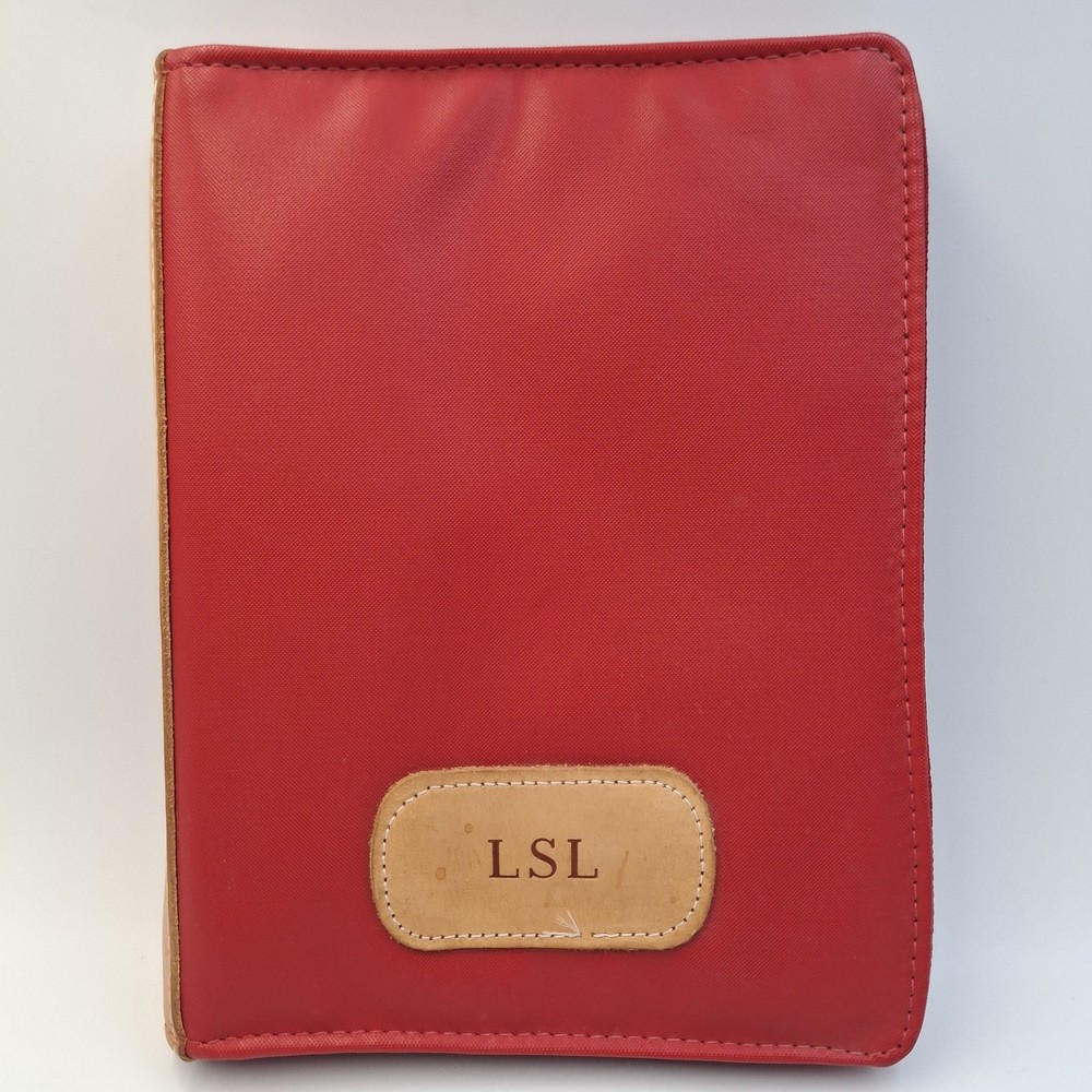 Jon Hart Design Red Coated Canvas 9″ Zippered 3-Ring Binder LSL Monogram