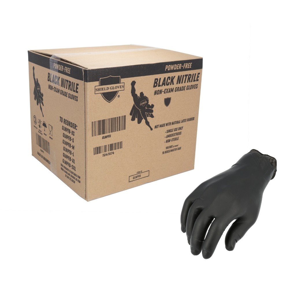 36000 Pieces Finger Textured Black Nitrile Powder Free Gloves XSmall 5 Mil