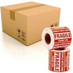 1000 Fragile Stickers 2×3 Handle with Care Thank You 500 / Roll Warning Labels
