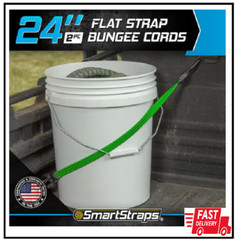 24 in. Green Flat Strap Bungee Cord with Hooks – 2 pack