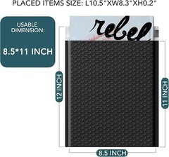 Jiaro Pack Poly Bubble Mailer Padded Envelope Mailers Bags 8.5×12″ 25Pc Black