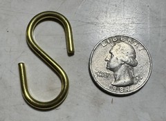 Box Of 100 Solid Brass S Hooks 1-1/2” 1.5” Light Open Style Brand New