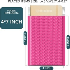 Poly Bubble Mailer 4×8″ 200pcs Mailing Padded Envelope Bags 4×7″ Hot Pink #000