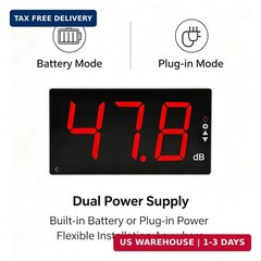 Wall Mounted Sound Level Meter, 30-130dB Digital Decibel Meter with Alarm, ±1.5d