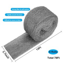 Steel Wool Fill Fabric 78 Feet Block Holes Cracks Vents Garden Garage 6 Rolls