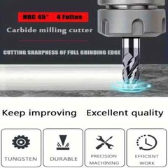 5 PCS 3/8″ 4 FLUTE CARBIDE END MILL – REGULAR LENGTH – TiALN COATED USA