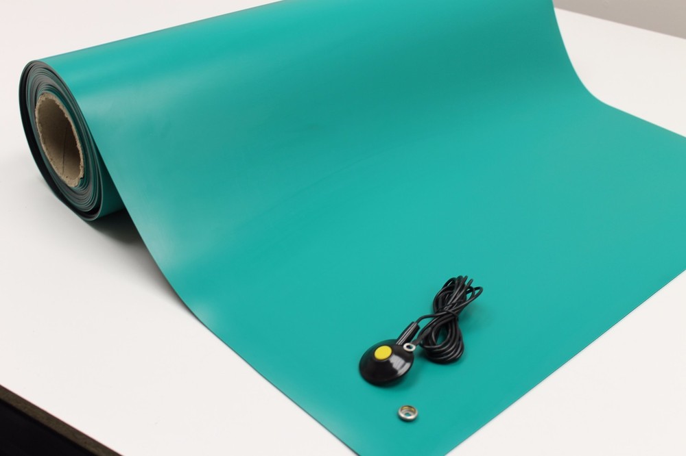 2LAYER RUBBER ESD ANTI-STATIC GROUNDING MAT- 20 X 24 W/GROUND CABLE-GREEN