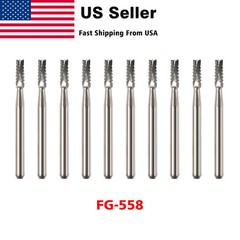 Dental Midwest FG #558 Straight Fissure Crosscut Carbide Burs 10-100Pk
