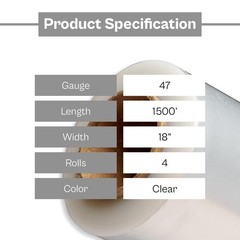 4 Rolls Hand Stretch Wrap Shrink Film Banding 18″ x 1500′ 12 Micron MADE IN USA