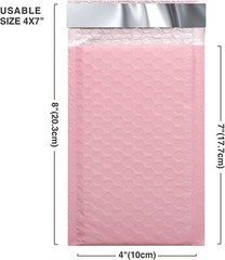 800pcs 4×8 Small Poly Bubble Mailers Padded Envelopes Bags 4×7 Light Pink #000