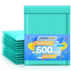 Jiaro Pack Poly Bubble Mailer Padded Envelope Mailing Bags 6×10″ 600Pcs Teal