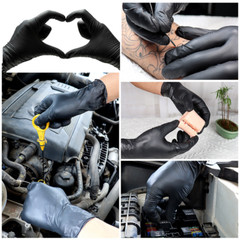 First Glove 6 Mils Black Nitrile Gloves Latex & Powder Free Heavy Duty Gloves