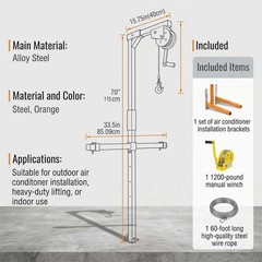 Air Conditioner Lifting Cranes 60FT, Carbon Steel Portable AC Lifting Crane with