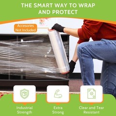 4 Rolls 18″ x 1500′ Pallet Cast Stretch Hand Shrink Film Wrap (80 Gauge) Clear
