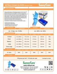 1000 SunnyCare #8203 Nitrile Exam Gloves Chemo-Rated (Powder Free Vinyl Latex) L