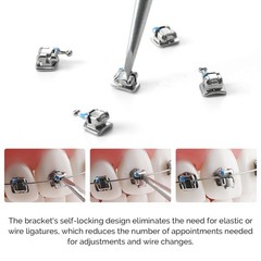 AZDENT Dental Orthodontic Self Ligating Braces Bracket Mini Roth.022 Hooks 345