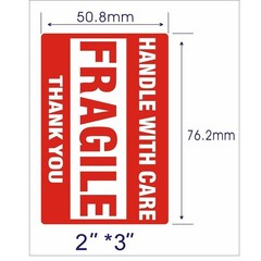 2 Rolls 2×3 Fragile Stickers Handle with Care Thank You Mailing Labels 500/Roll