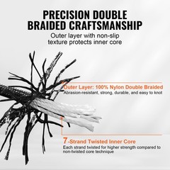 VEVOR Arborist Tree Climbing Rope Braided Nylon Rope 3/16″ x 1000′ 32-Strand