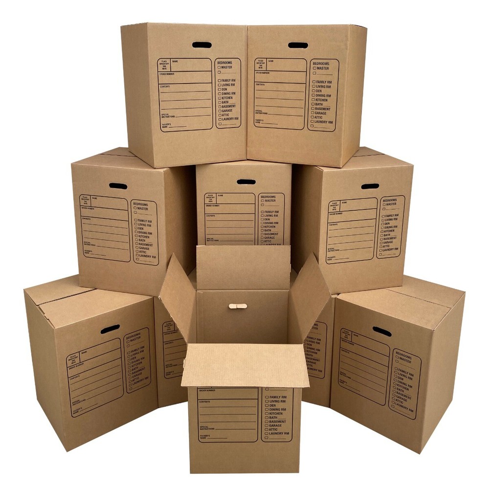 UBMOVE 10 Premium Large Corrugated Moving Boxes with Handles, 18″ x 18″ x 24″