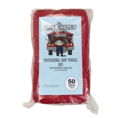 50 Pack of Red Shop Towels 12 x 14 Cleaning Cotton Rags Absorbent Wipers