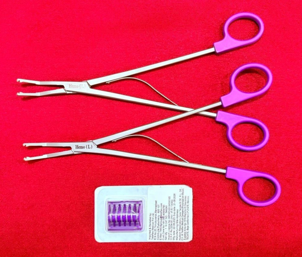 3pc-Open Surgery Large-Size Hem-O-Lok Applier With Clips Best Quality Reusable