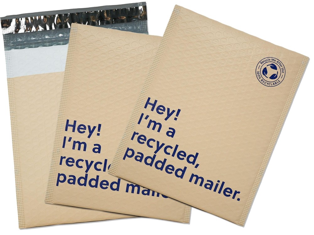 6×10 Khaki Fully Recyclable Bubble Padded Envelopes, Recycled Eco- Friendly Poly