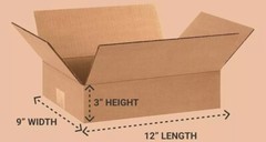 12 x 9 x 3 Shipping Boxes Moving Boxes Corrugated Kraft 25/Bundle 25/Pack