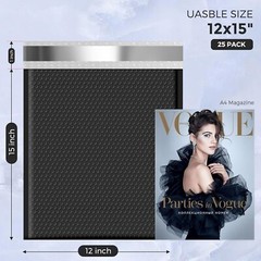 40pc Black Bubble Mailers 12×16 Large Padded Envelopes 12×15 Bubble Mailing Bag