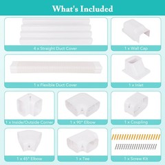 4″ PVC Decorative Mini Split Line Set Cover w/ Flexible Duct & Straight Duct