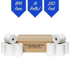 18 Rolls of 3-1/8″ x 230′ THERMAL POS RECEIPT PRINTER ROLL PAPER BPA FREE