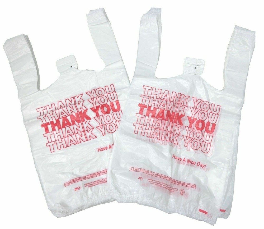 NEW 100 ct PLASTIC SHOPPING BAGS T-SHIRT STYLE GROCERY WHITE V-SMALL SIZE BAGS.