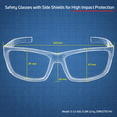 Safety Glasses Side Shields with Black Frame Z87+ LS-561 Jorestech