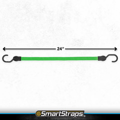 24 In. Green Flat Strap Bungee Cord with Hooks – 2 Pack