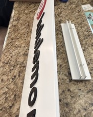 Lululemon White Retail Storefront 22×7 1/2 Sign 3D Textured Metal With Stand