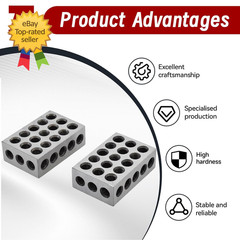 1 X 2 X 3 Inch Blocks Matched Pair Hardened Steel 23 Holes Accuracy