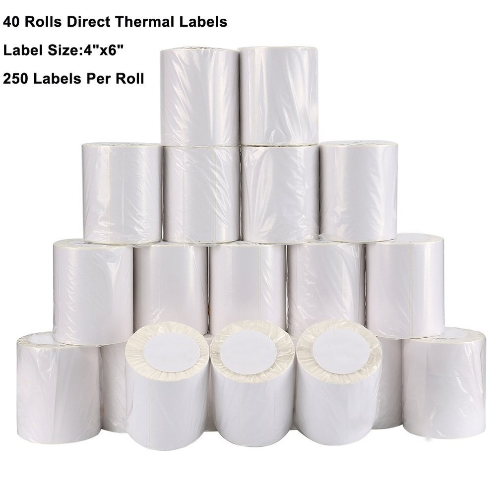 40 Rolls Direct Thermal Labels 4×6 250/Roll Labels For Zebra 2844 Eltron ZP450