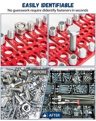 57-Piece Nut and Bolt Thread Checker, Standard & Metric Gauge, Drill & Screw Siz