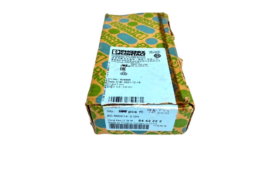 PHOENIX CONTACT BC-500X14- 2 GN – BOX OF 100 PCS