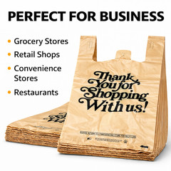 Heavy Duty 1/6 T-Shirt Carryout Bags 21×6.5×11.5 .71 Mil Grocery Shopping