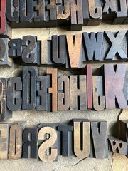 62 Vintage Letter Number Letterpress Wooden Print Blocks Two Full Alphabets