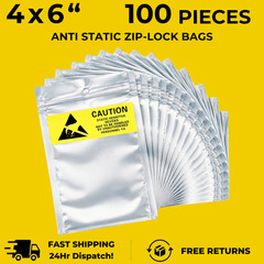 100pcs Anti Static Shielding ESD Translucent Bags 4″ x 6″ Zip Reclosable 10x15CM