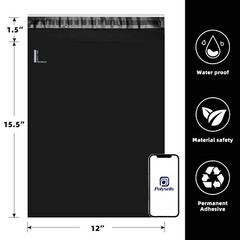 500 12×15.5 Poly Mailer Self Sealing Shipping Mailer Bags Black POLYSELLS