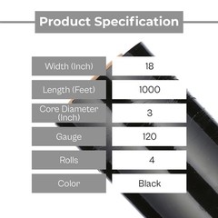 4 Rolls 18″x1000′ Cast Packing Stretch Film Shrink Hand Wrap (120 Ga) Dark Black