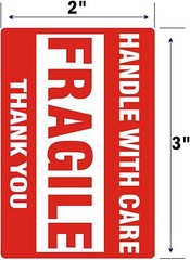 500PCS 1Roll Fragile Stickers 2×3 Fragile Label Sticker Handle With Care Mailing